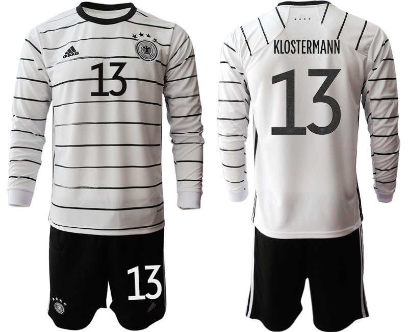 Men 2021 European Cup Germany home white Long sleeve #13 Soccer Jersey1